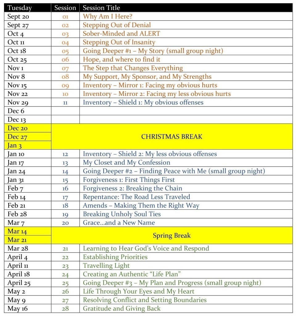 2022-2023 Freedom Session Program Schedule Revised